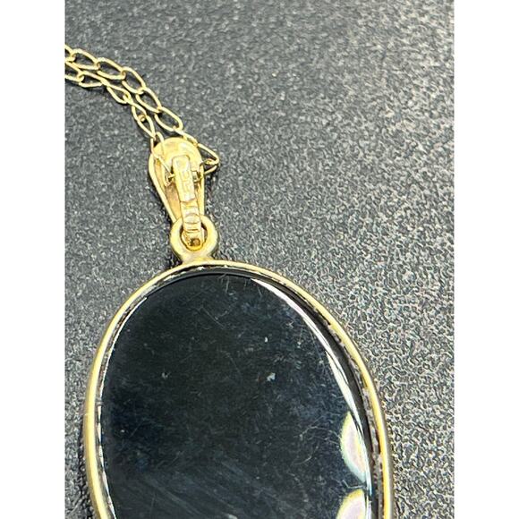 OTC Italy Vintage 10k Yellow Gold Blue Agate Mother Child Carved Cameo Pendant - Picture 11 of 14